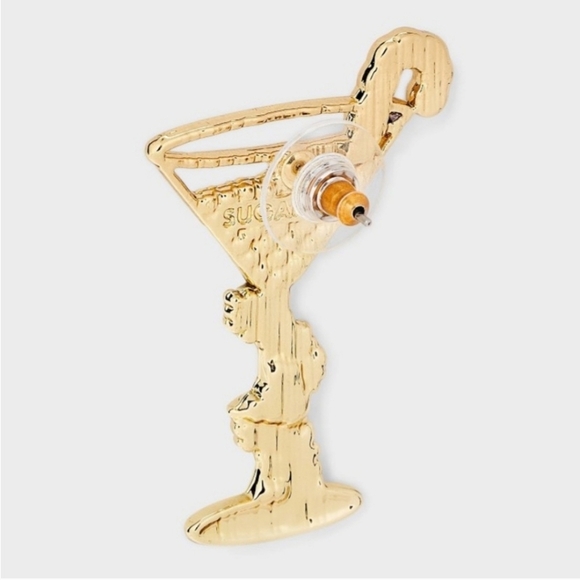 NEW SUGARFIX BaubleBar Drink And Be Merry Martini Daiquiri Earrings Gold - Picture 3 of 14